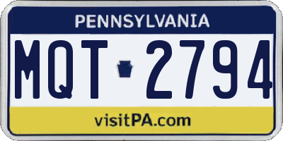 PA license plate MQT2794