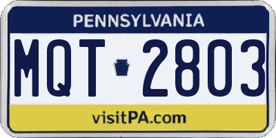 PA license plate MQT2803
