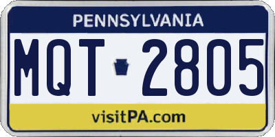PA license plate MQT2805