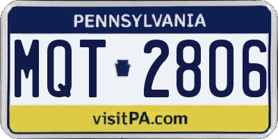 PA license plate MQT2806