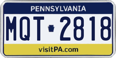 PA license plate MQT2818