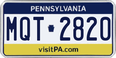 PA license plate MQT2820