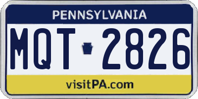 PA license plate MQT2826
