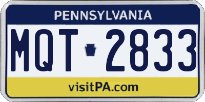 PA license plate MQT2833