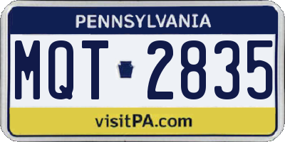PA license plate MQT2835