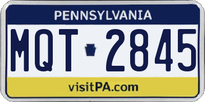 PA license plate MQT2845