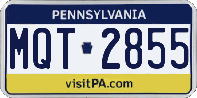PA license plate MQT2855