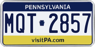 PA license plate MQT2857
