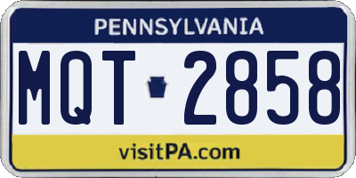 PA license plate MQT2858