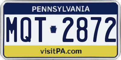 PA license plate MQT2872
