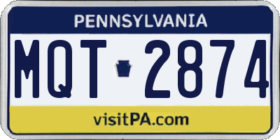 PA license plate MQT2874