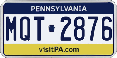 PA license plate MQT2876