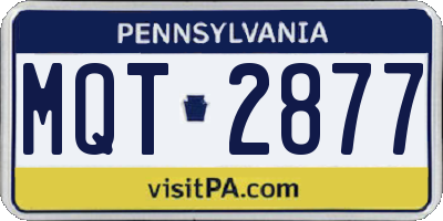PA license plate MQT2877