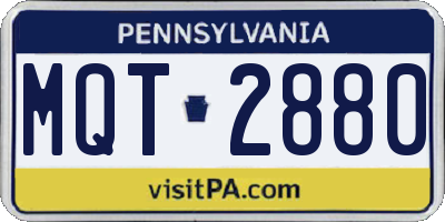 PA license plate MQT2880