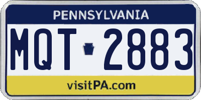 PA license plate MQT2883