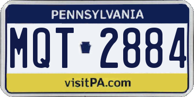 PA license plate MQT2884