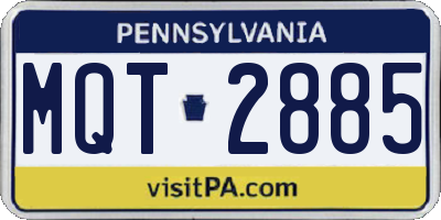 PA license plate MQT2885