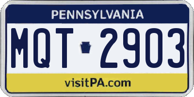 PA license plate MQT2903