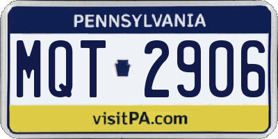 PA license plate MQT2906