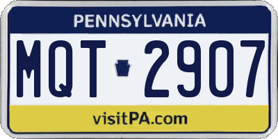 PA license plate MQT2907