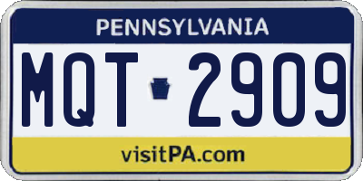 PA license plate MQT2909