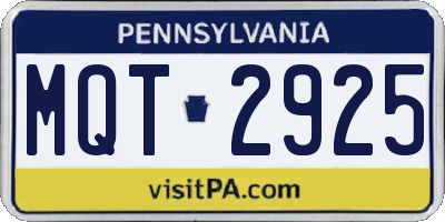 PA license plate MQT2925