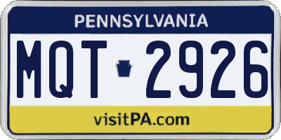 PA license plate MQT2926