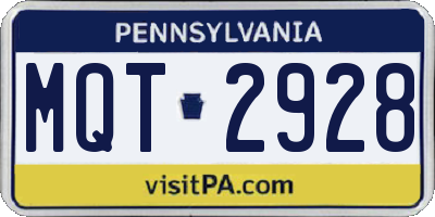 PA license plate MQT2928