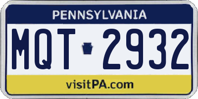 PA license plate MQT2932