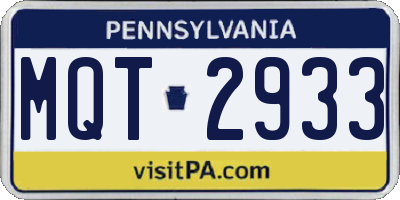 PA license plate MQT2933