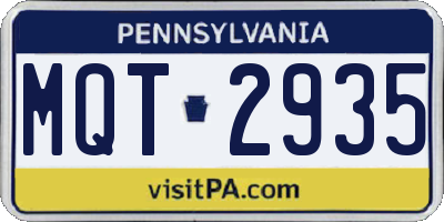 PA license plate MQT2935