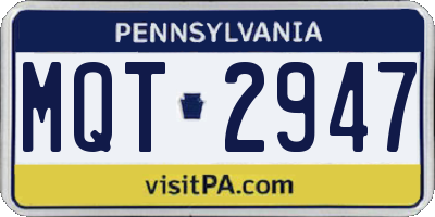 PA license plate MQT2947