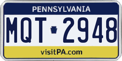 PA license plate MQT2948