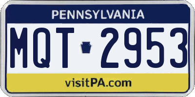 PA license plate MQT2953