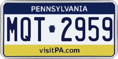 PA license plate MQT2959