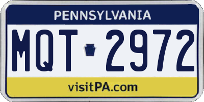 PA license plate MQT2972