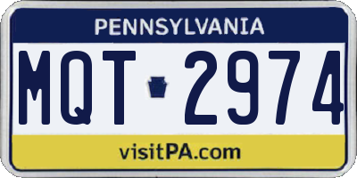 PA license plate MQT2974