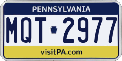 PA license plate MQT2977
