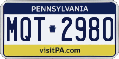 PA license plate MQT2980