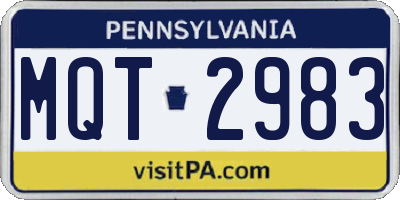 PA license plate MQT2983