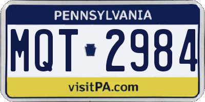 PA license plate MQT2984
