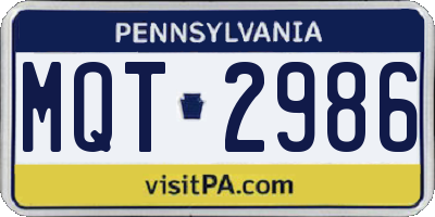 PA license plate MQT2986