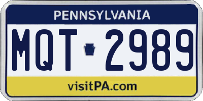 PA license plate MQT2989