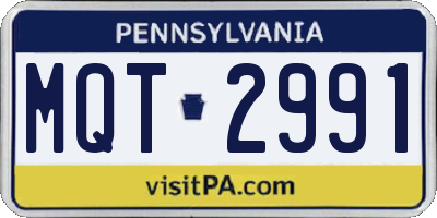 PA license plate MQT2991