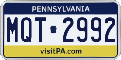 PA license plate MQT2992