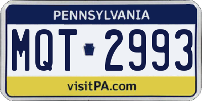 PA license plate MQT2993