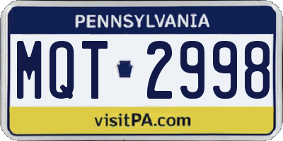 PA license plate MQT2998