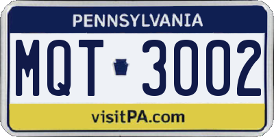 PA license plate MQT3002