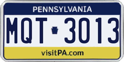 PA license plate MQT3013