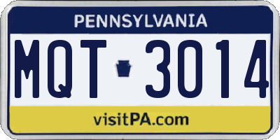 PA license plate MQT3014